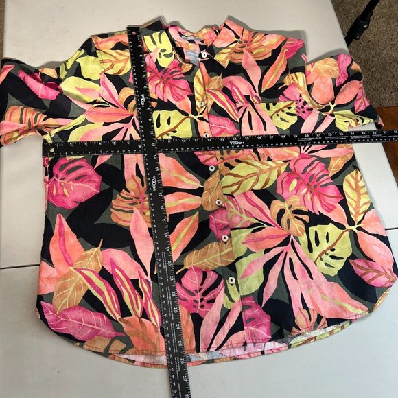 Chicos 3P Shirt Womens 16P 18P No Iron Linen Tropical Fresh Chic Coral Button Up - Picture 2 of 9